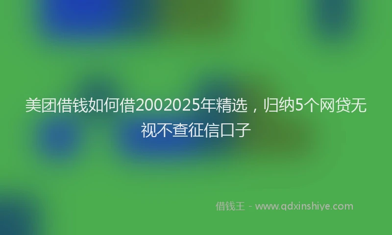 美团借钱如何借2002025年精选，归纳5个网贷无视不查征信口子