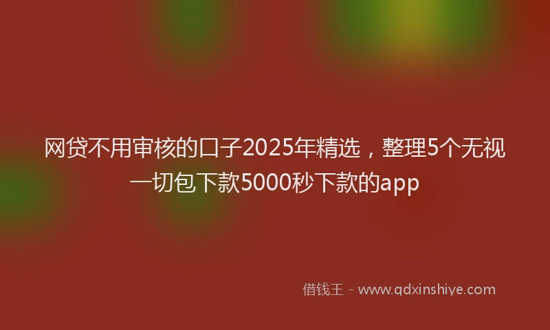 网贷不用审核的口子2025年精选，整理5个无视一切包下款5000秒下款的app