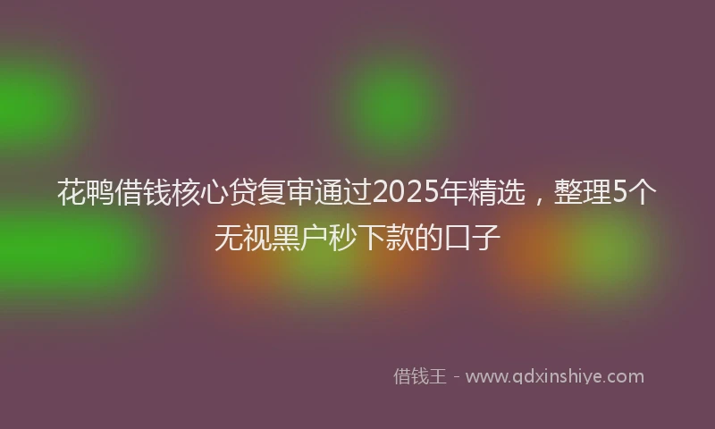 花鸭借钱核心贷复审通过2025年精选，整理5个无视黑户秒下款的口子