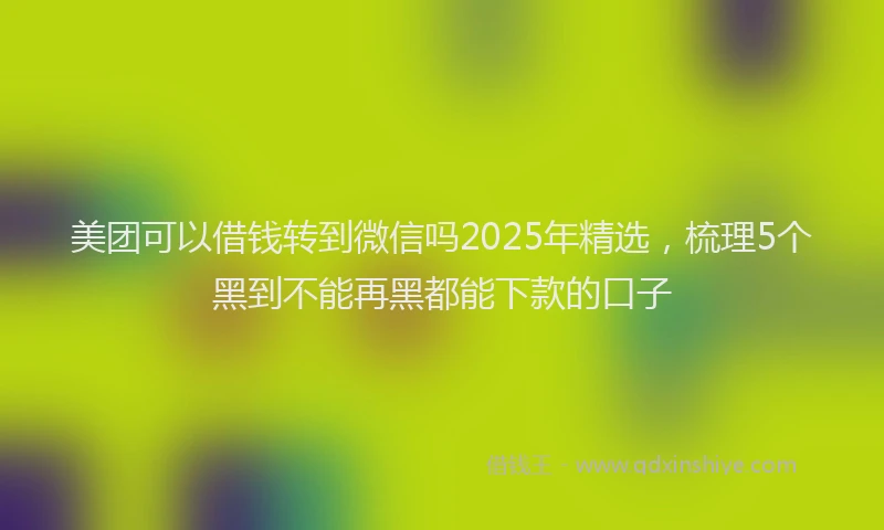 美团可以借钱转到微信吗2025年精选，梳理5个黑到不能再黑都能下款的口子