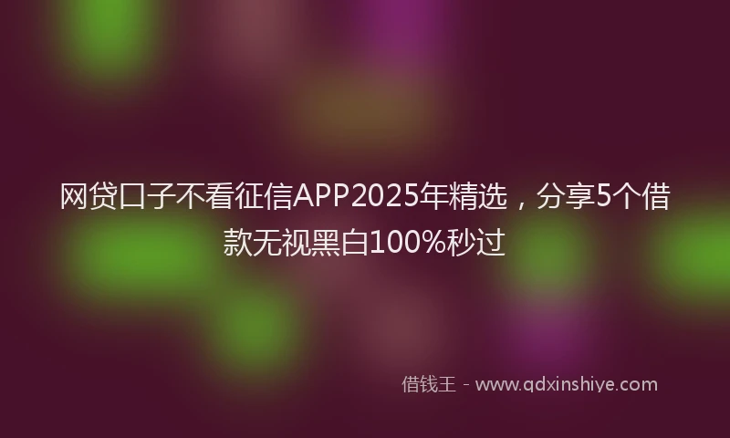 网贷口子不看征信APP2025年精选，分享5个借款无视黑白100%秒过