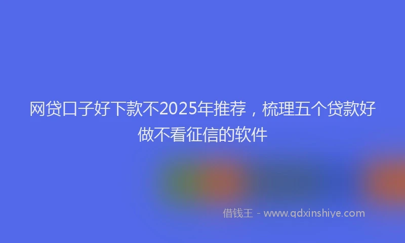 网贷口子好下款不2025年推荐，梳理五个贷款好做不看征信的软件