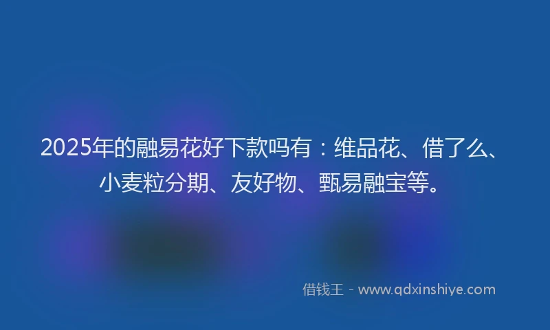 2025年的融易花好下款吗有：维品花、借了么、小麦粒分期、友好物、甄易融宝等。