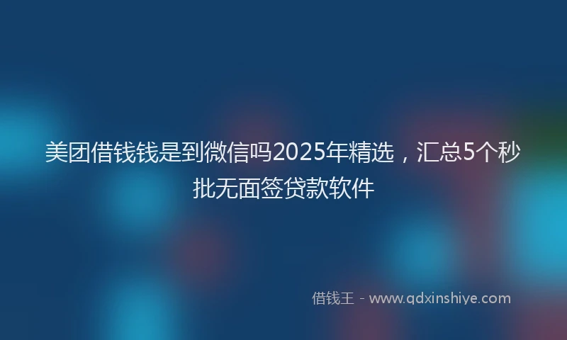 美团借钱钱是到微信吗2025年精选，汇总5个秒批无面签贷款软件