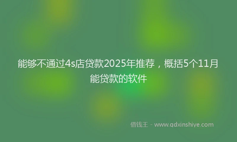 能够不通过4s店贷款2025年推荐，概括5个11月能贷款的软件