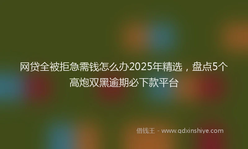网贷全被拒急需钱怎么办2025年精选，盘点5个高炮双黑逾期必下款平台