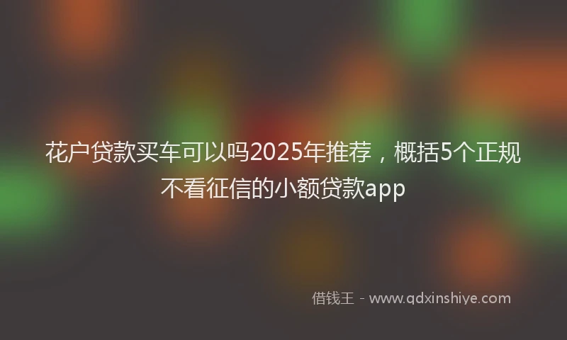 花户贷款买车可以吗2025年推荐，概括5个正规不看征信的小额贷款app