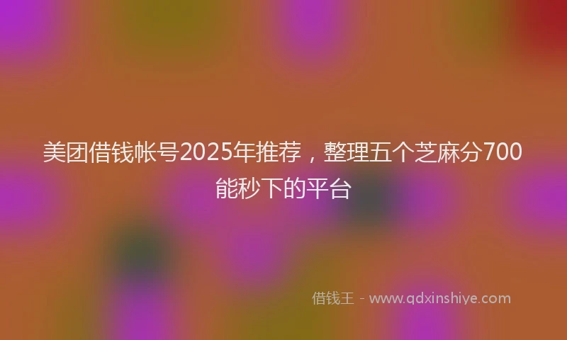美团借钱帐号2025年推荐，整理五个芝麻分700能秒下的平台