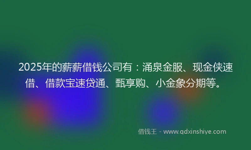 2025年的薪薪借钱公司有：涌泉金服、现金侠速借、借款宝速贷通、甄享购、小金象分期等。