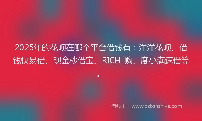 2025年的花呗在哪个平台借钱有：洋洋花呗、借钱快易借、现金秒借宝、RICH-购、度小满速借等。