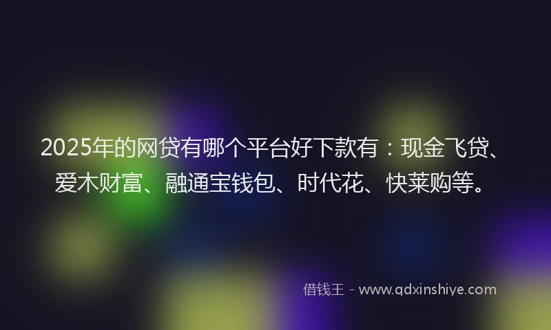 2025年的网贷有哪个平台好下款有：现金飞贷、爱木财富、融通宝钱包、时代花、快莱购等。