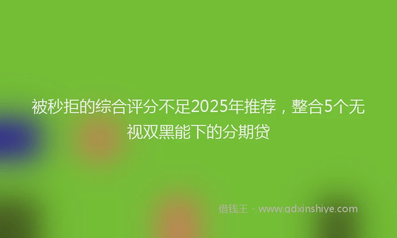 被秒拒的综合评分不足2025年推荐，整合5个无视双黑能下的分期贷
