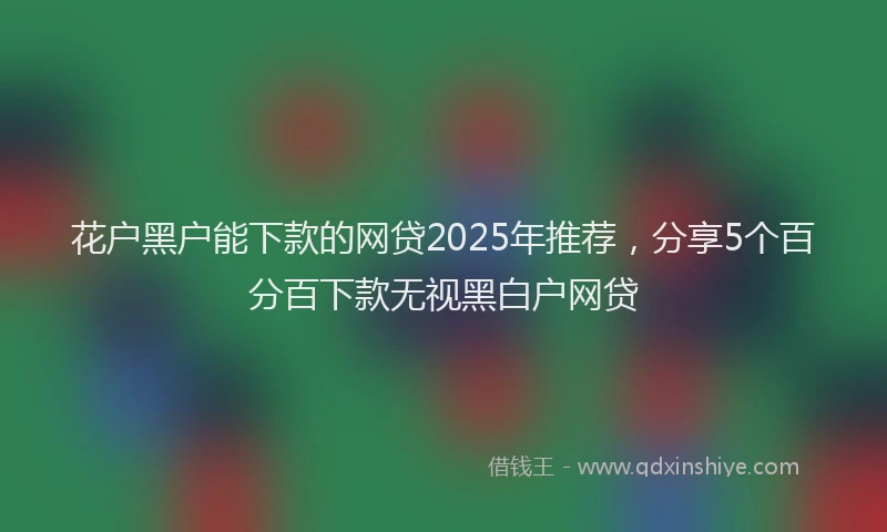 花户黑户能下款的网贷2025年推荐，分享5个百分百下款无视黑白户网贷