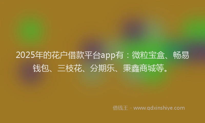 2025年的花户借款平台app有：微粒宝盒、畅易钱包、三枝花、分期乐、秉鑫商城等。