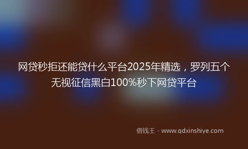 网贷秒拒还能贷什么平台2025年精选，罗列五个无视征信黑白100%秒下网贷平台