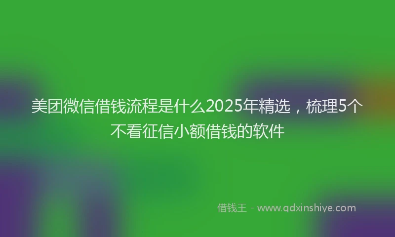 美团微信借钱流程是什么2025年精选，梳理5个不看征信小额借钱的软件