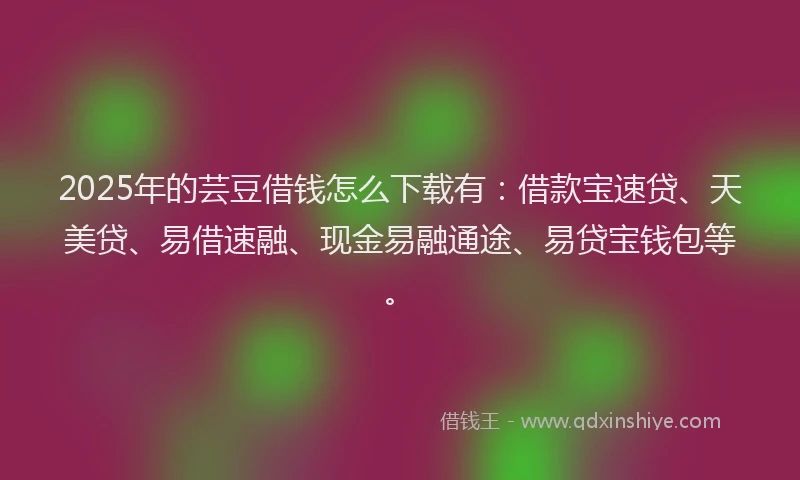 2025年的芸豆借钱怎么下载有：借款宝速贷、天美贷、易借速融、现金易融通途、易贷宝钱包等。
