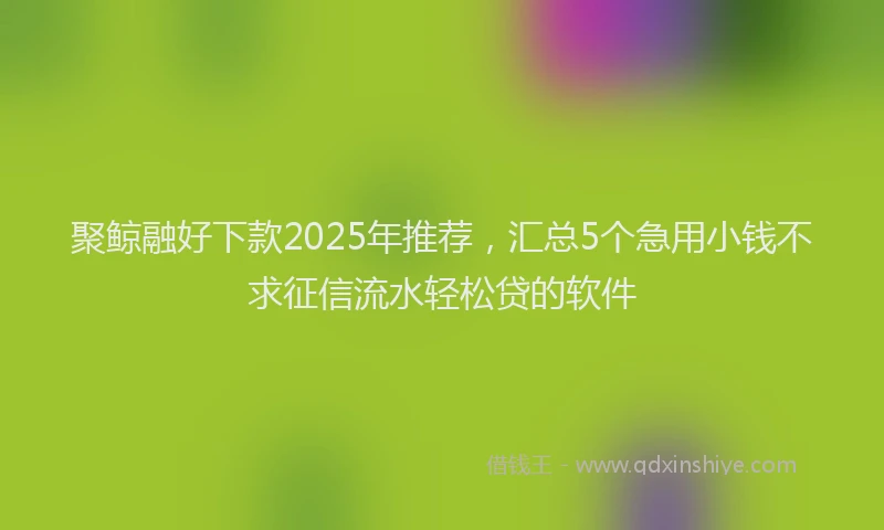 聚鲸融好下款2025年推荐，汇总5个急用小钱不求征信流水轻松贷的软件
