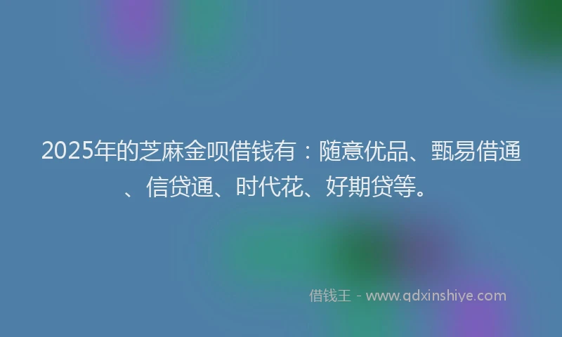 2025年的芝麻金呗借钱有：随意优品、甄易借通、信贷通、时代花、好期贷等。