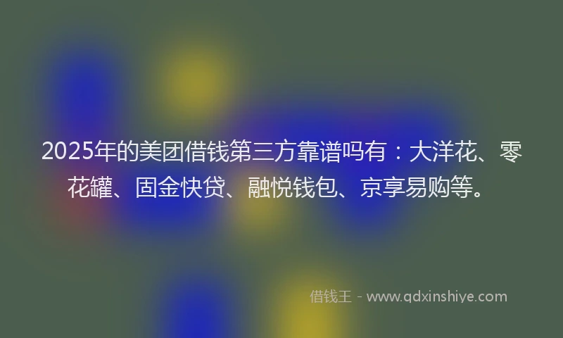 2025年的美团借钱第三方靠谱吗有：大洋花、零花罐、固金快贷、融悦钱包、京享易购等。