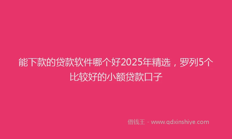 能下款的贷款软件哪个好2025年精选，罗列5个比较好的小额贷款口子