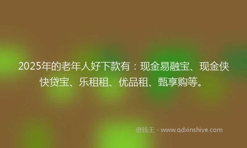 2025年的老年人好下款有：现金易融宝、现金侠快贷宝、乐租租、优品租、甄享购等。
