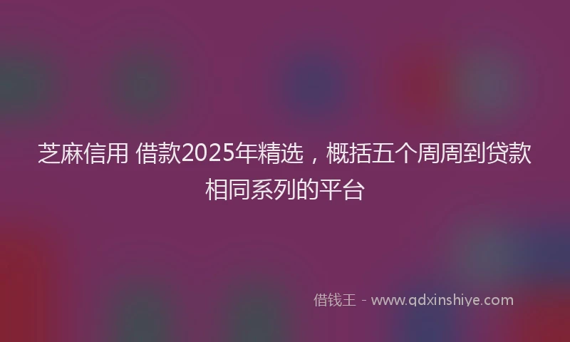 芝麻信用 借款2025年精选，概括五个周周到贷款相同系列的平台