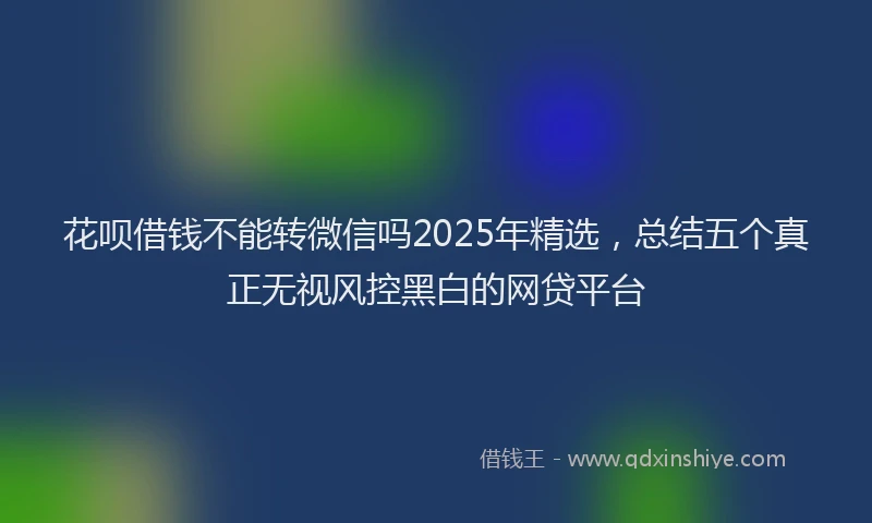 花呗借钱不能转微信吗2025年精选，总结五个真正无视风控黑白的网贷平台