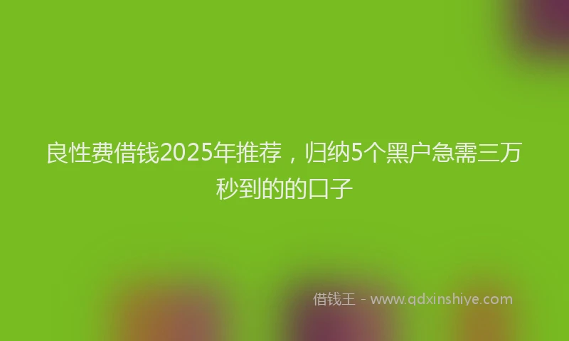 良性费借钱2025年推荐，归纳5个黑户急需三万秒到的的口子