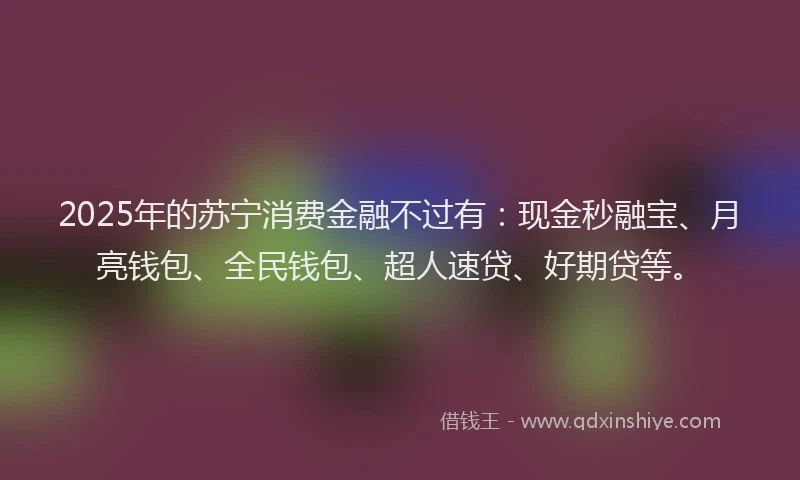 2025年的苏宁消费金融不过有：现金秒融宝、月亮钱包、全民钱包、超人速贷、好期贷等。