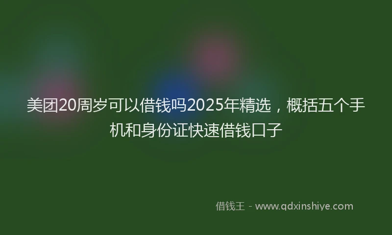美团20周岁可以借钱吗2025年精选，概括五个手机和身份证快速借钱口子
