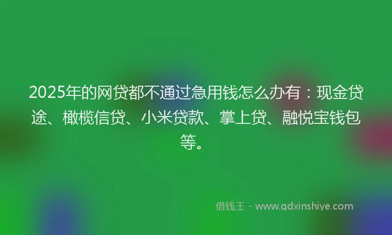 2025年的网贷都不通过急用钱怎么办有：现金贷途、橄榄信贷、小米贷款、掌上贷、融悦宝钱包等。