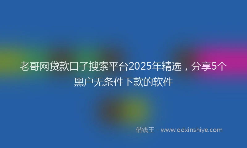老哥网贷款口子搜索平台2025年精选，分享5个黑户无条件下款的软件