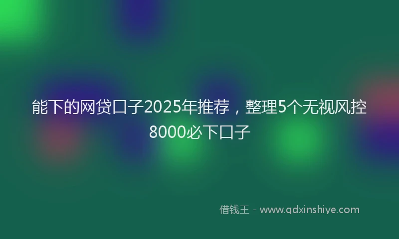 能下的网贷口子2025年推荐，整理5个无视风控8000必下口子