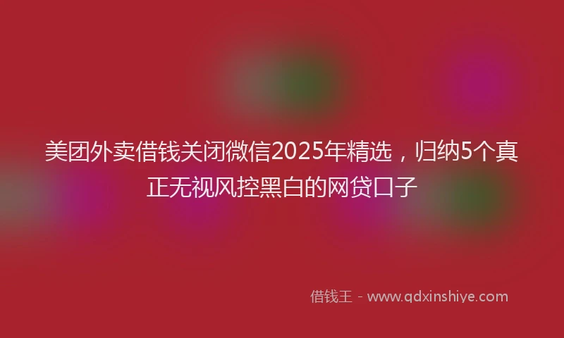 美团外卖借钱关闭微信2025年精选，归纳5个真正无视风控黑白的网贷口子