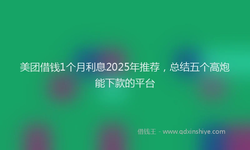 美团借钱1个月利息2025年推荐，总结五个高炮能下款的平台