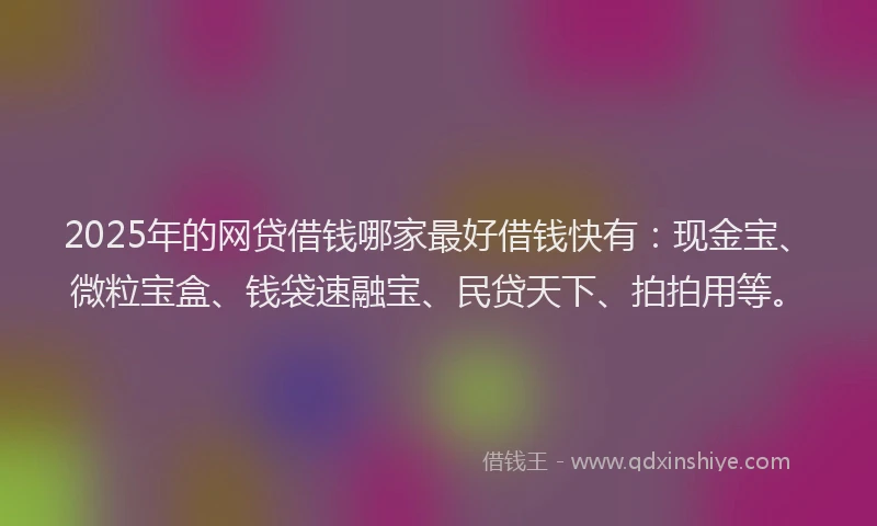 2025年的网贷借钱哪家最好借钱快有：现金宝、微粒宝盒、钱袋速融宝、民贷天下、拍拍用等。