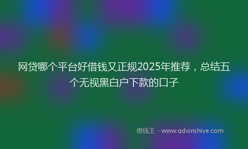 网贷哪个平台好借钱又正规2025年推荐，总结五个无视黑白户下款的口子