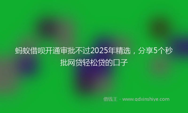 蚂蚁借呗开通审批不过2025年精选，分享5个秒批网贷轻松贷的口子