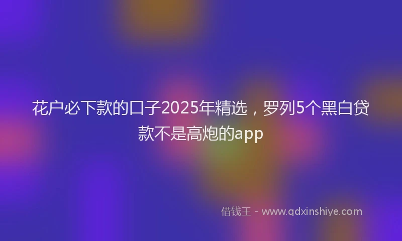 花户必下款的口子2025年精选，罗列5个黑白贷款不是高炮的app