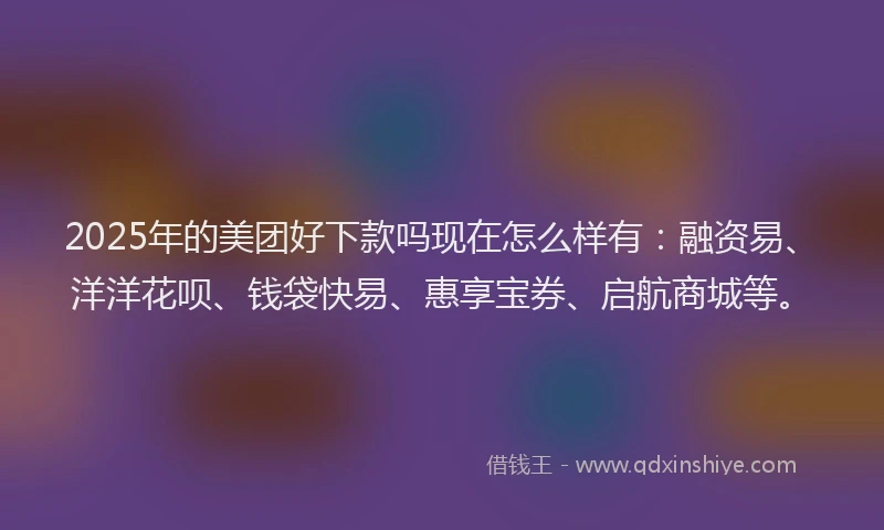 2025年的美团好下款吗现在怎么样有：融资易、洋洋花呗、钱袋快易、惠享宝券、启航商城等。