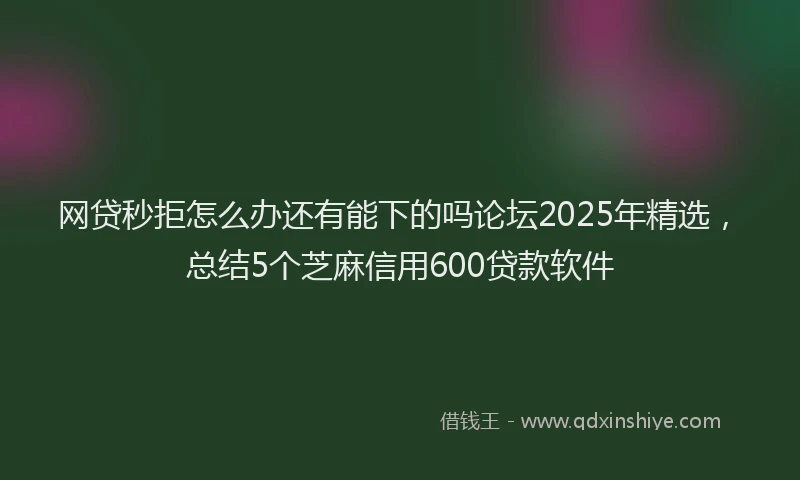 网贷秒拒怎么办还有能下的吗论坛2025年精选，总结5个芝麻信用600贷款软件