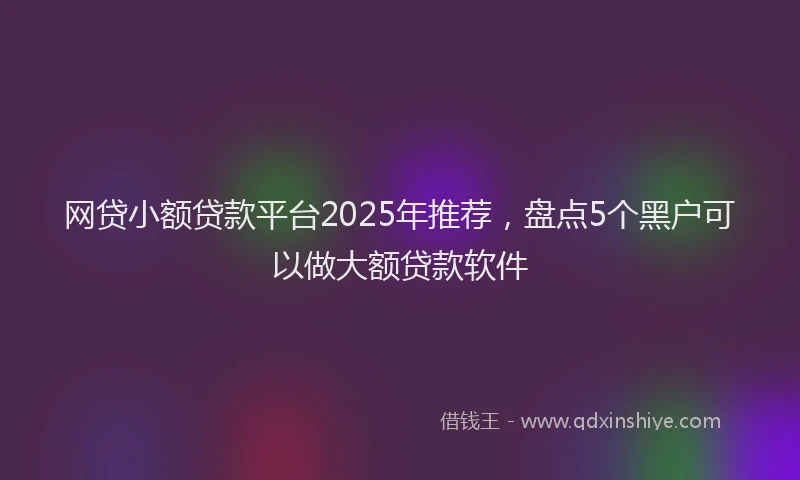 网贷小额贷款平台2025年推荐，盘点5个黑户可以做大额贷款软件
