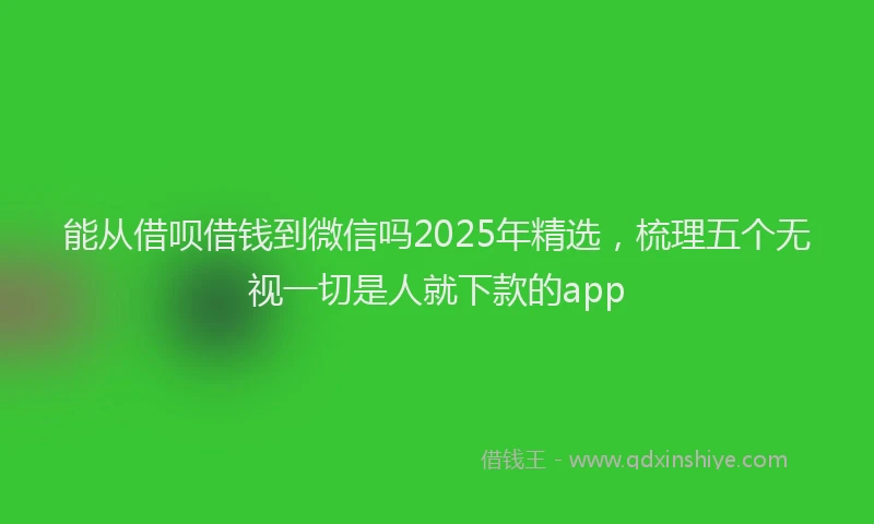 能从借呗借钱到微信吗2025年精选，梳理五个无视一切是人就下款的app