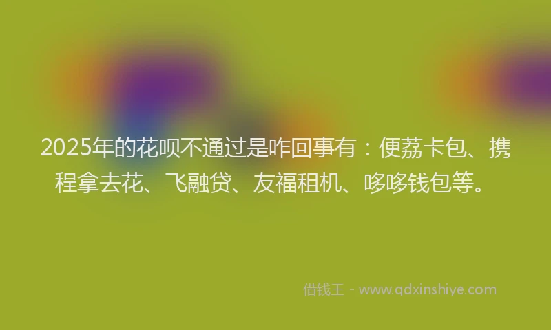 2025年的花呗不通过是咋回事有：便荔卡包、携程拿去花、飞融贷、友福租机、哆哆钱包等。
