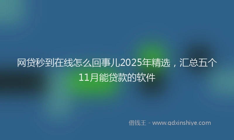 网贷秒到在线怎么回事儿2025年精选，汇总五个11月能贷款的软件