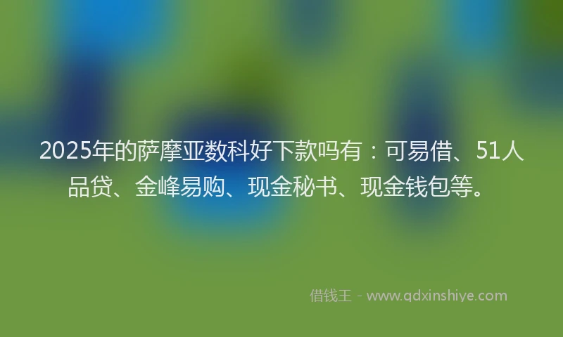 2025年的萨摩亚数科好下款吗有：可易借、51人品贷、金峰易购、现金秘书、现金钱包等。
