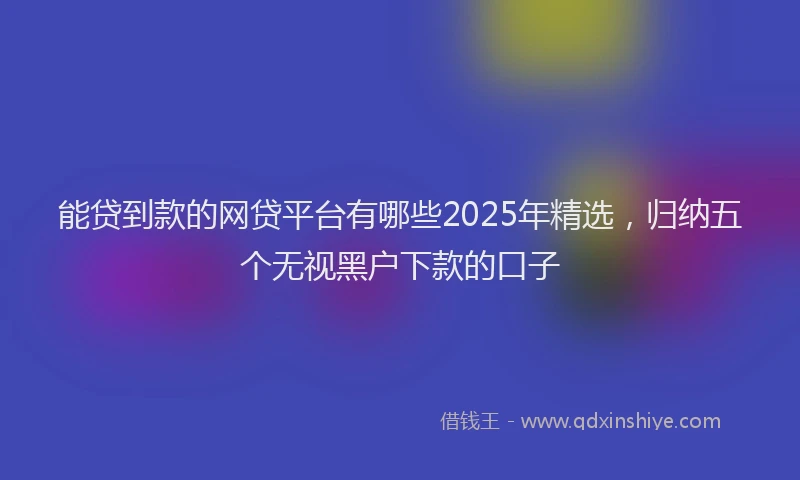 能贷到款的网贷平台有哪些2025年精选，归纳五个无视黑户下款的口子