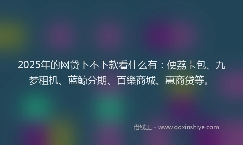 2025年的网贷下不下款看什么有：便荔卡包、九梦租机、蓝鲸分期、百樂商城、惠商贷等。