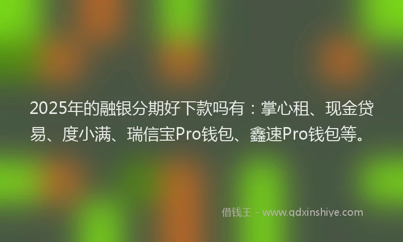 2025年的融银分期好下款吗有：掌心租、现金贷易、度小满、瑞信宝Pro钱包、鑫速Pro钱包等。